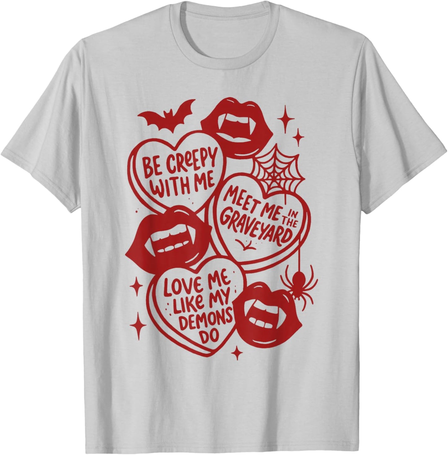 Valentine's Day Vampire Valoween Lovers Be A Creepy with Me T-Shirt - T-Shirt | Ash
