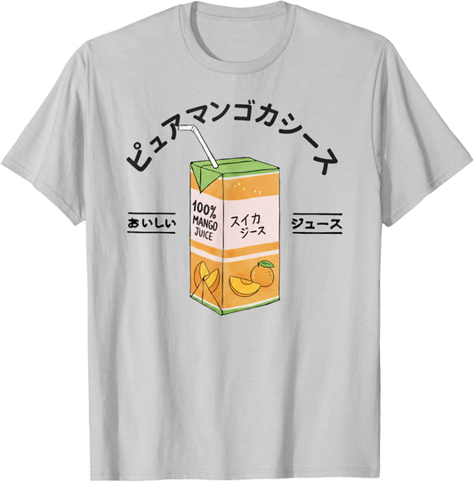 Mango Japanese Fruit Juice Japan Kanji Boys Girls Kids T-Shirt - T-Shirt | Ash