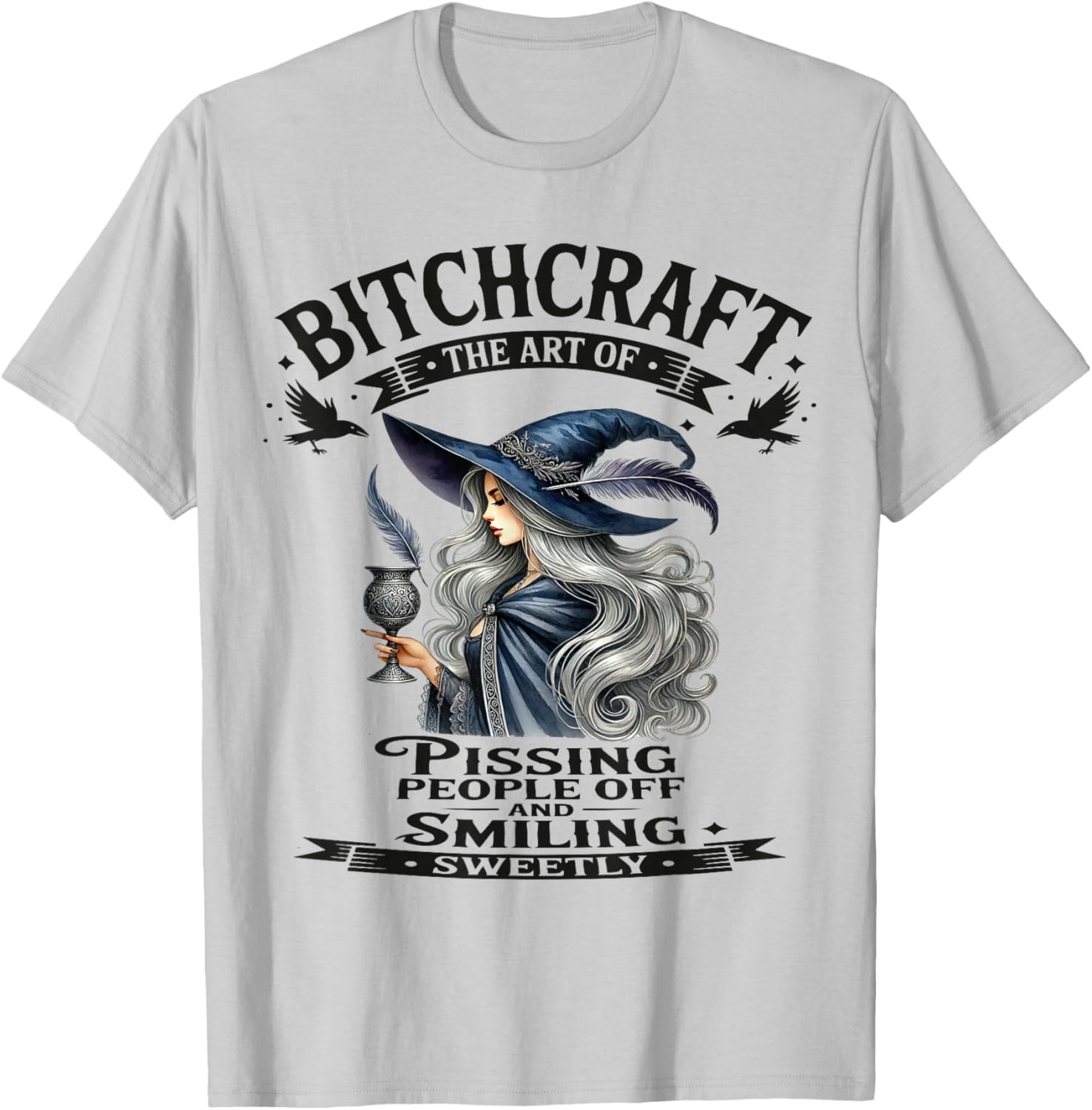 Halloween Vintage Witch Bitchcraft Gothic Pin Up Girl Sassy T-Shirt - T-Shirt | Ash
