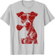 Valentine Jack Russell with Heart Sunglasses Romantic Dog T-Shirt - T-Shirt | Ash