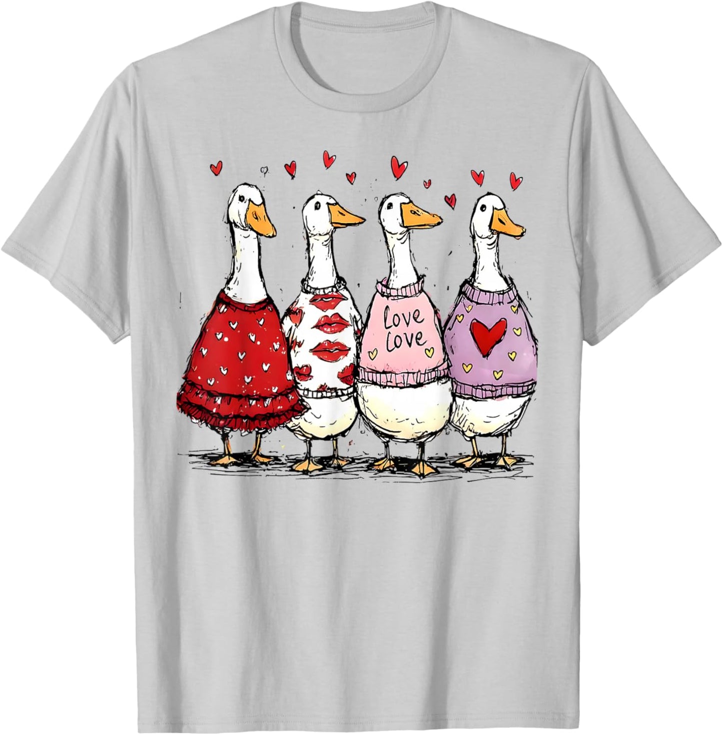 Funny Silly Goose Valentine Trendy Valentine's Day Men Women T-Shirt - T-Shirt | Ash