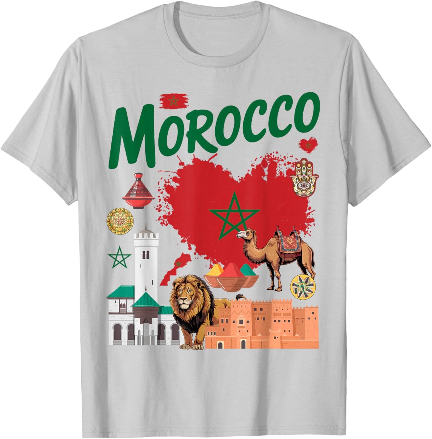 Morocco Flag Outfit Idea for Kids Moroccan Themed Maroc T-Shirt - T-Shirt | Ash