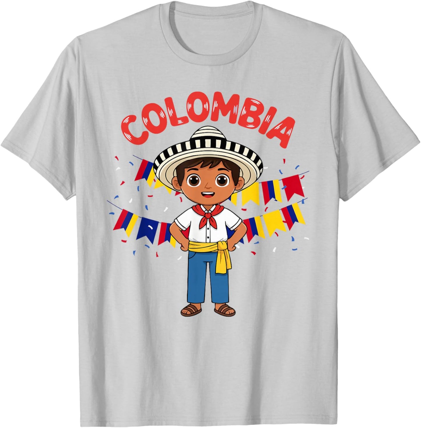 Colombia Colombian Boy Traditional Outfit Wear Flag Heritage T-Shirt - T-Shirt | Ash
