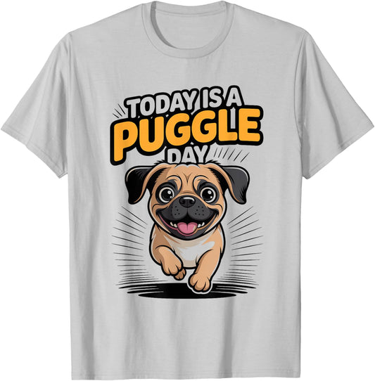 Today is A Puggle Day Cute Funny Designer Dog Mix Breed Pet T-Shirt - T-Shirt | Ash