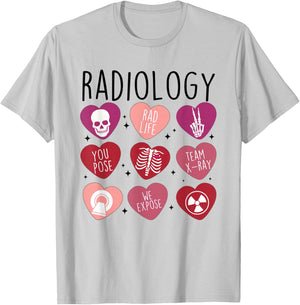 Women Retro Radiology Tech Valentine's Day X-Ray Technician T-Shirt - T-Shirt | Ash