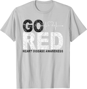 We Wear Red Day Go Red Heart Disease Awareness Month Go Red T-Shirt - T-Shirt | Ash