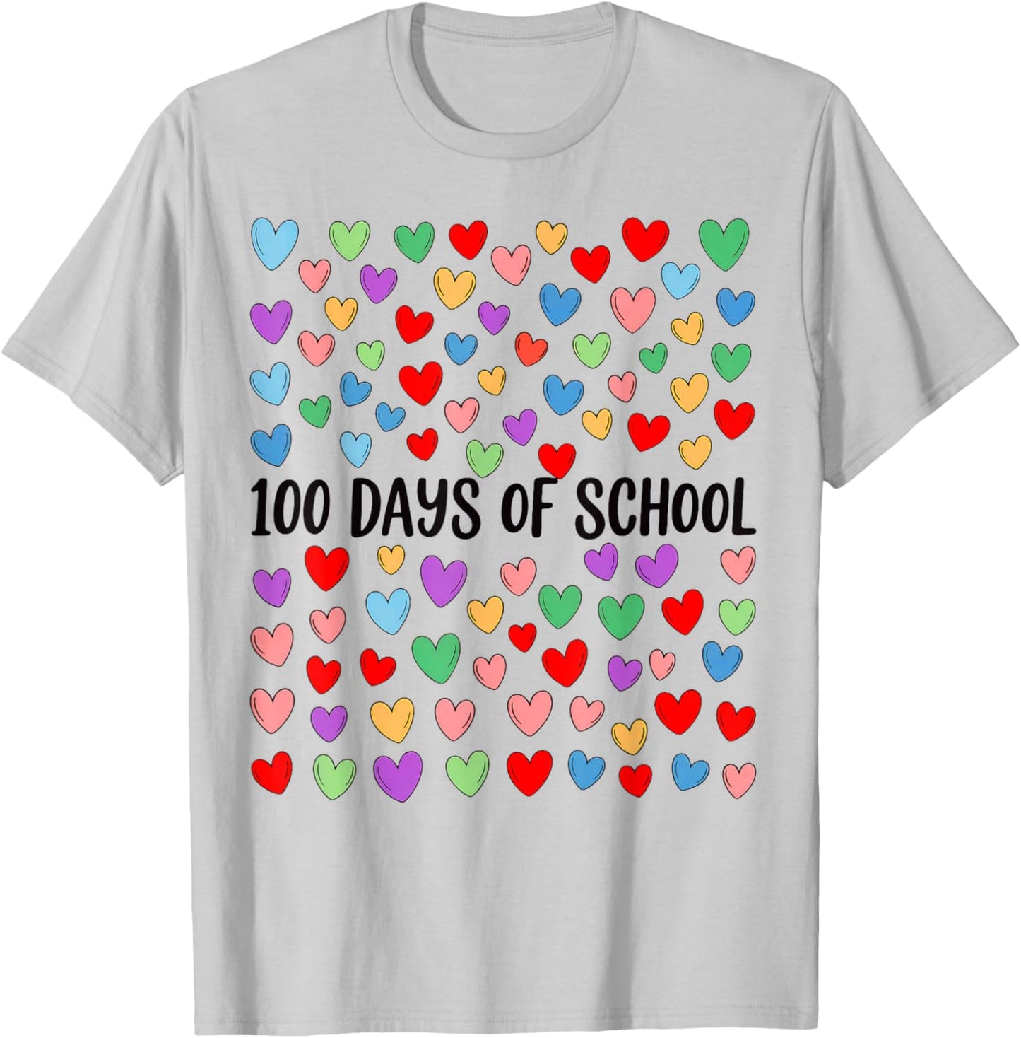 100 Days of School Hearts Shirt T-Shirt - T-Shirt | Ash