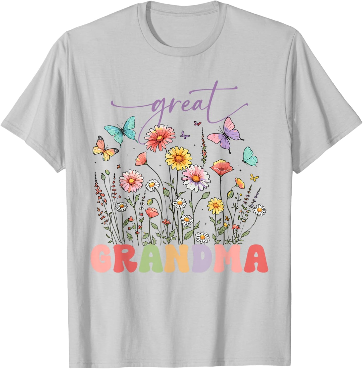 Wildflowers Great Grandma Floral Mother's Day Great Grandma T-Shirt - T-Shirt | Ash