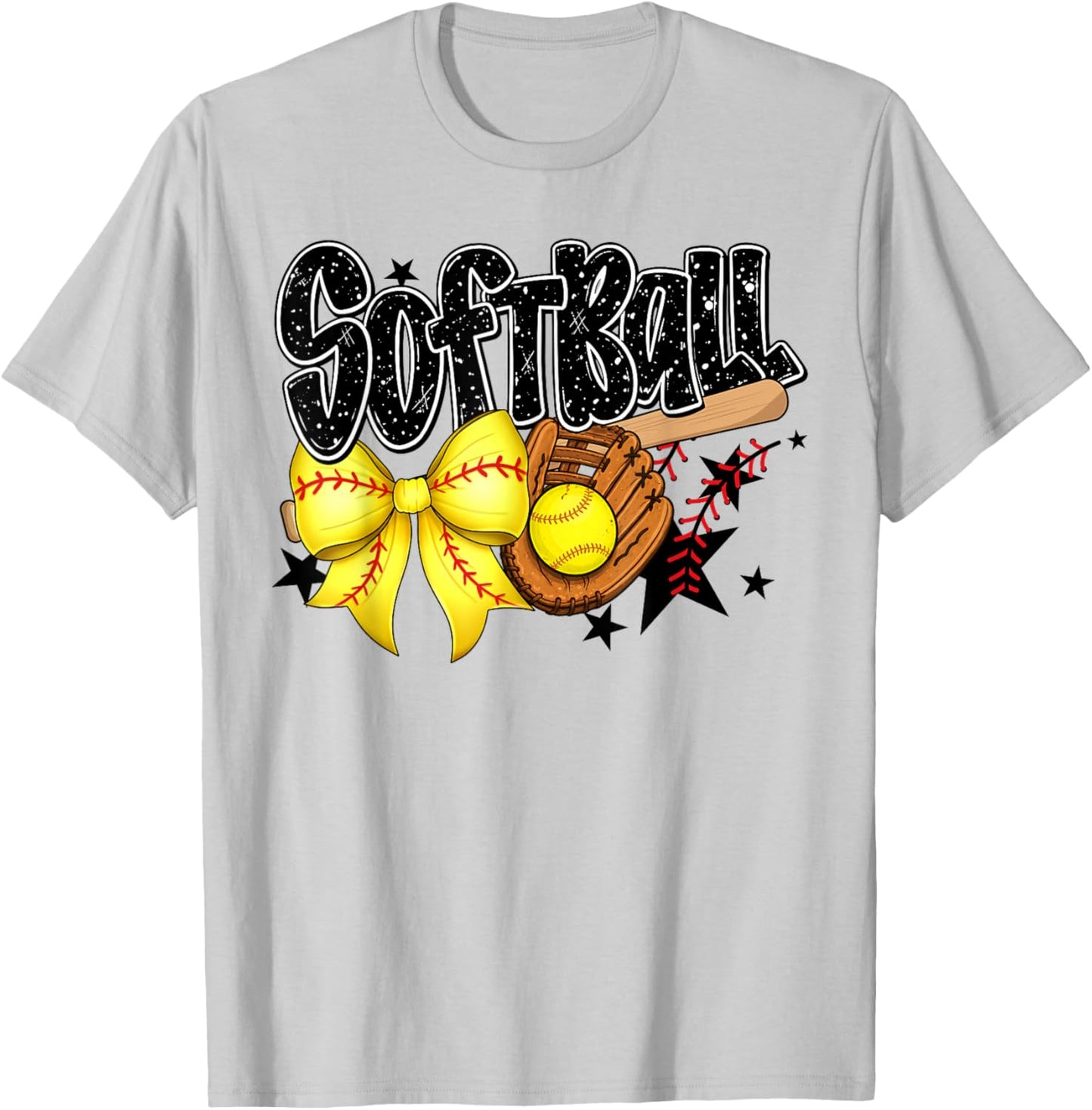 Softball Coquette Bow Game Day Softball Vibes Women Girls T-Shirt - T-Shirt | Ash