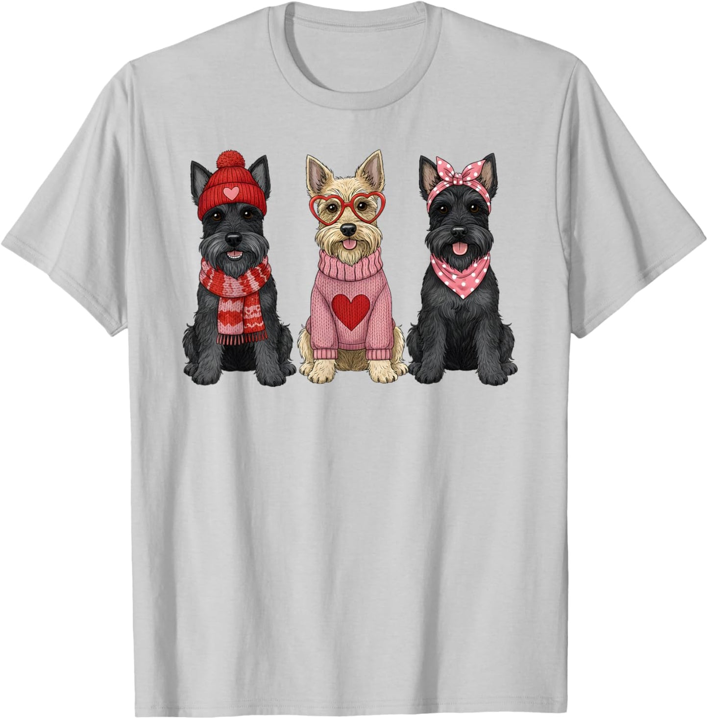 Cute Scottish Terrier Valentine Scottie Dog T-Shirt - T-Shirt | Ash