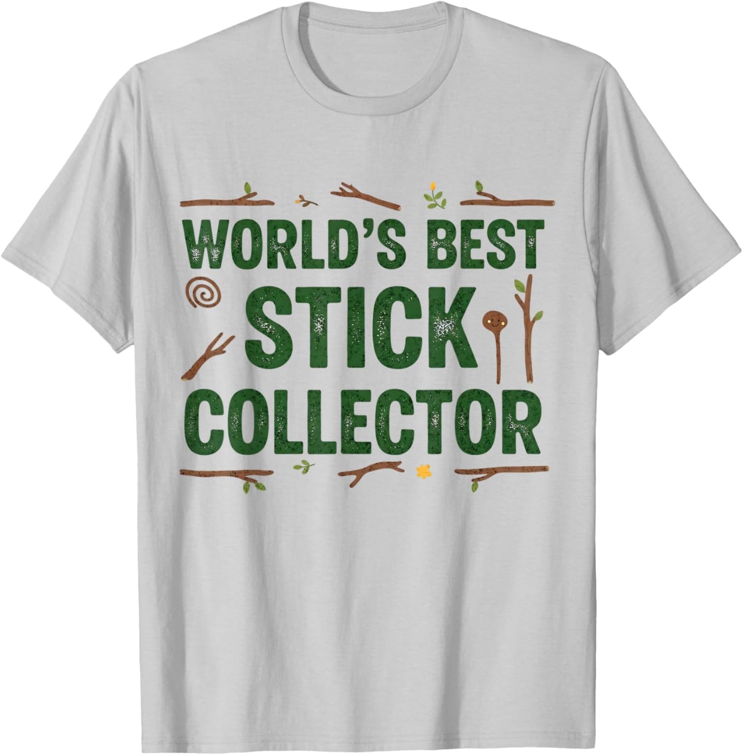 World's Best Stick Collector Funny Camping Design for Boys T-Shirt - T-Shirt | Ash