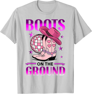 Boots On The Ground Cowboy Country Western T-Shirt - T-Shirt | Ash