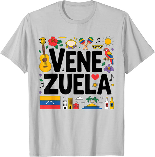 Colorful Venezuela Pride Design T-Shirt - T-Shirt | Ash