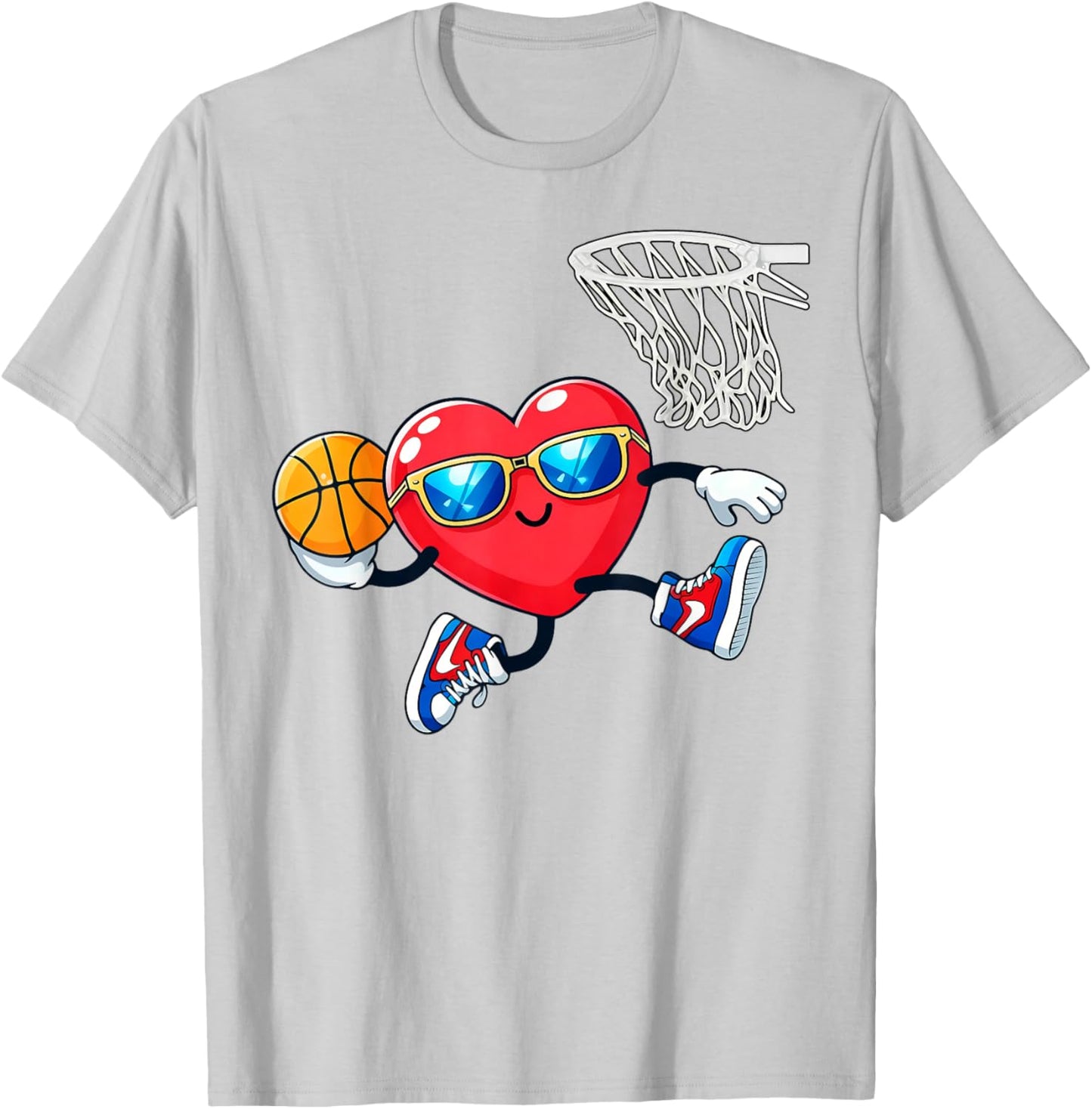 Valentines Day Basketball Dunking Sports Men Boys Kids Youth T-Shirt - T-Shirt | Ash
