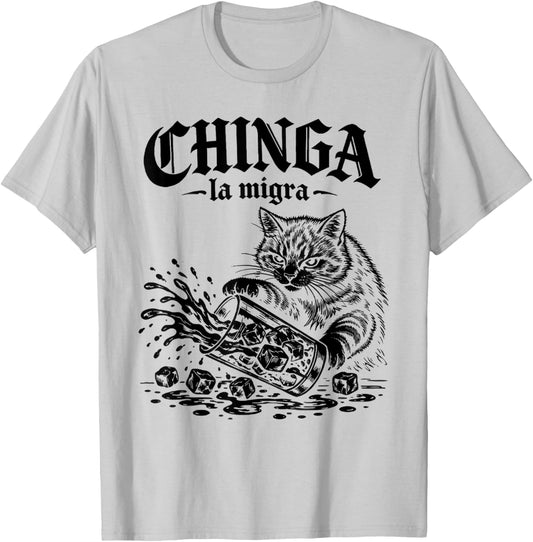 Vintage Chinga La Migra Cat Women T-Shirt - T-Shirt | Ash