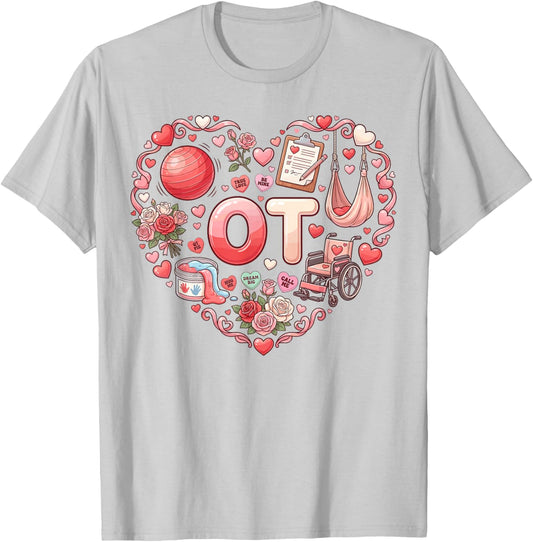 Groovy Occupational Therapy Valentines ot Conversation Heart T-Shirt - T-Shirt | Ash