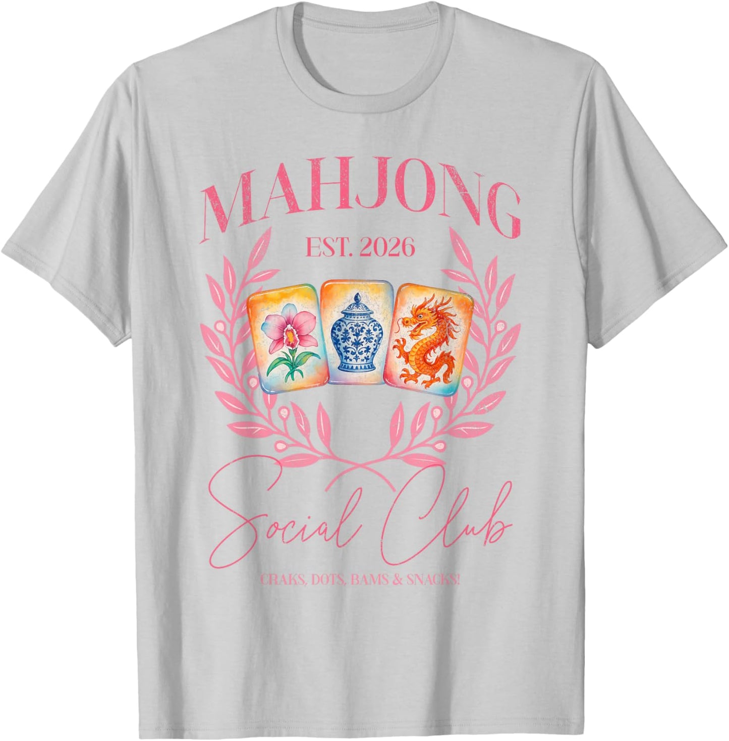 Mahjong Social Club 2026 Mahjong Love Playing Chinese Game T-Shirt - T-Shirt | Ash