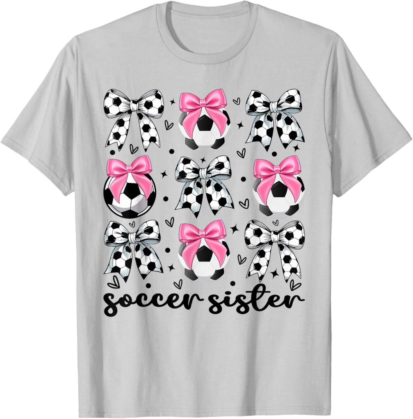 Toddler Sister Coquette Soccer Bow Cute Soccer Sister T-Shirt - T-Shirt | Ash