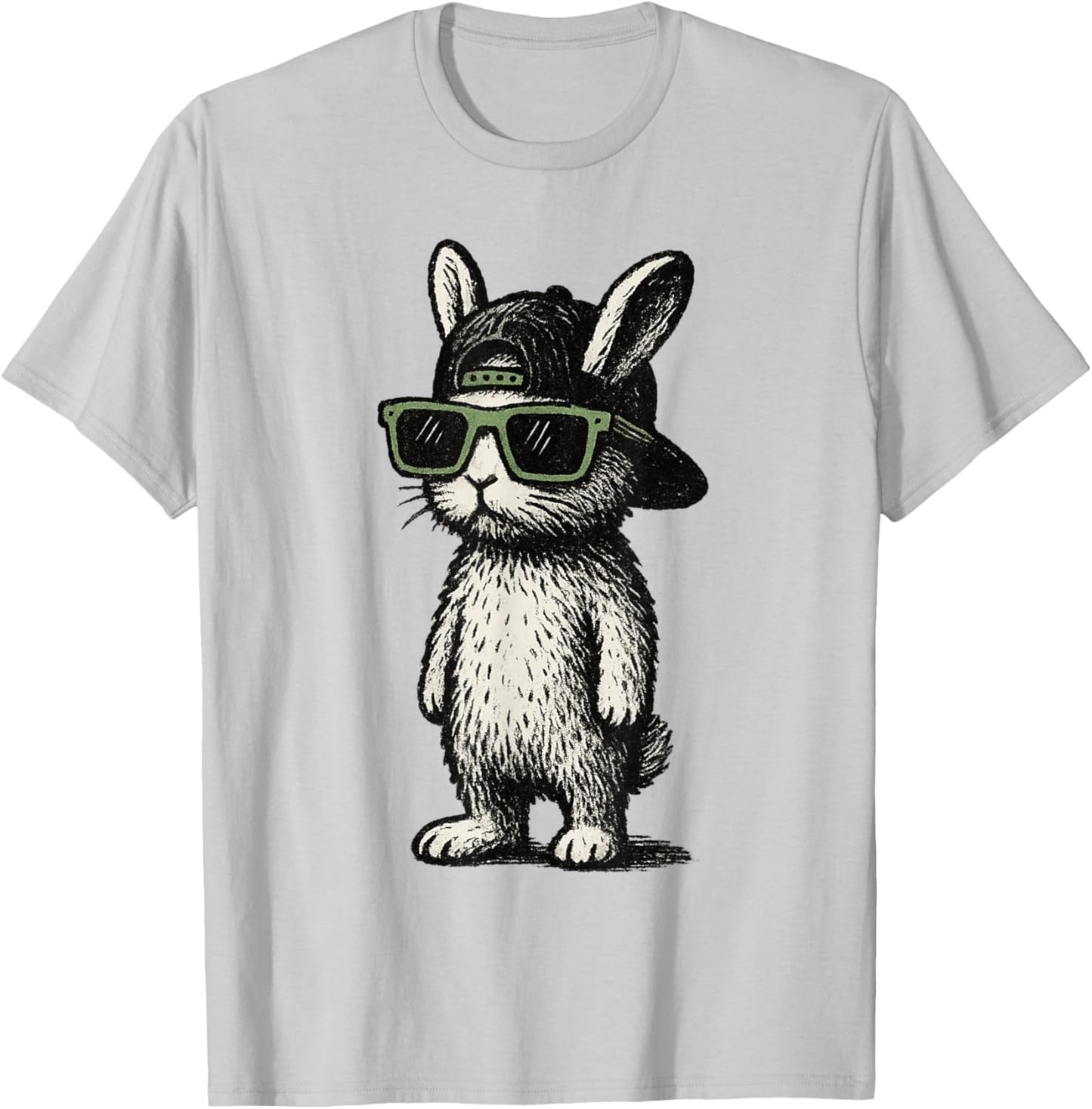 Bunny Face with Sunglasses Cap Easter Day for Boys Men Kids T-Shirt - T-Shirt | Ash