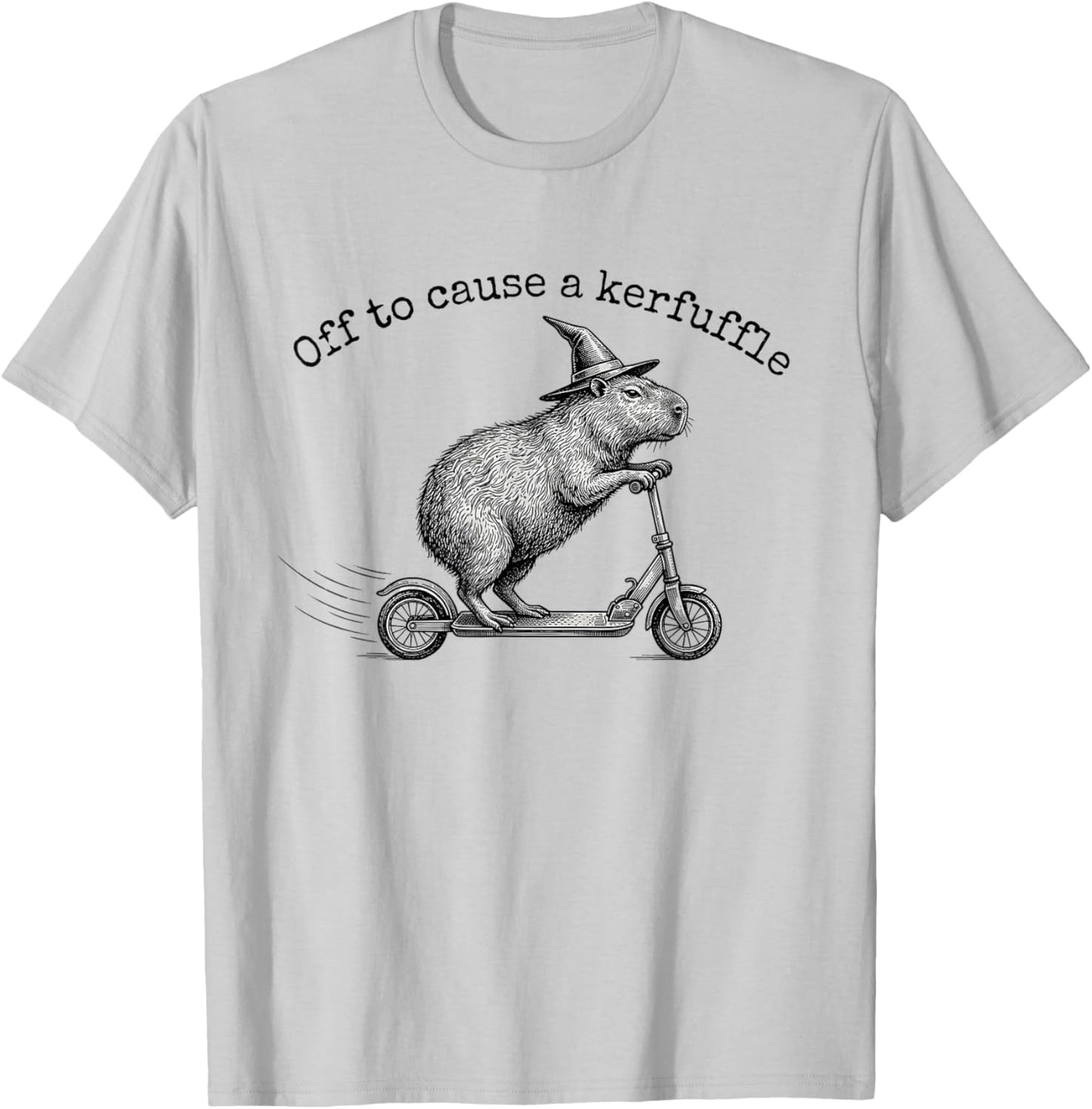 Off to Cause A Kerfuffle Funny Capybara Scooter T-Shirt - T-Shirt | Ash