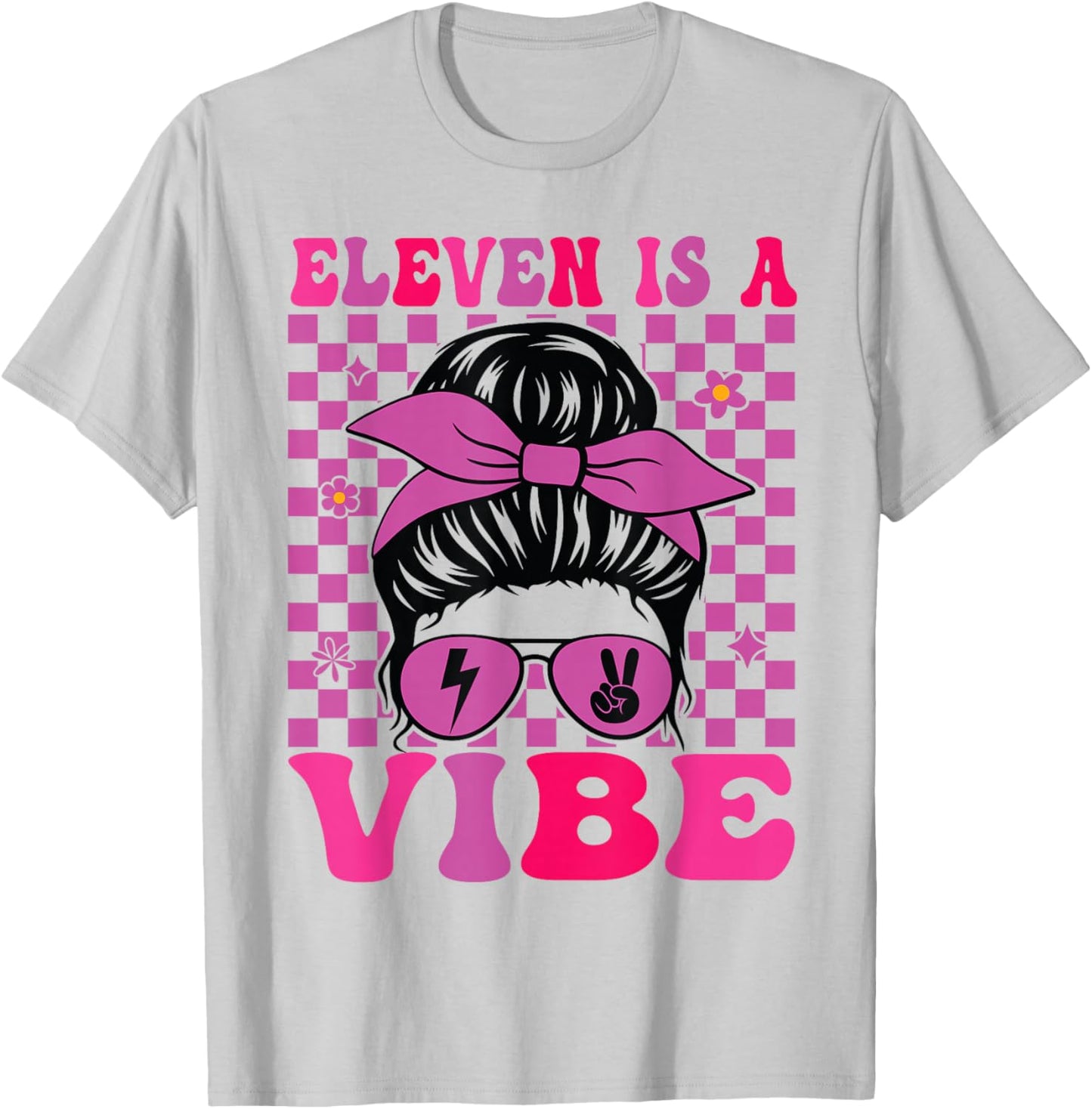Eleven is a Vibe 11th Birthday Girls Groovy 11 Years Old T-Shirt - T-Shirt | Ash