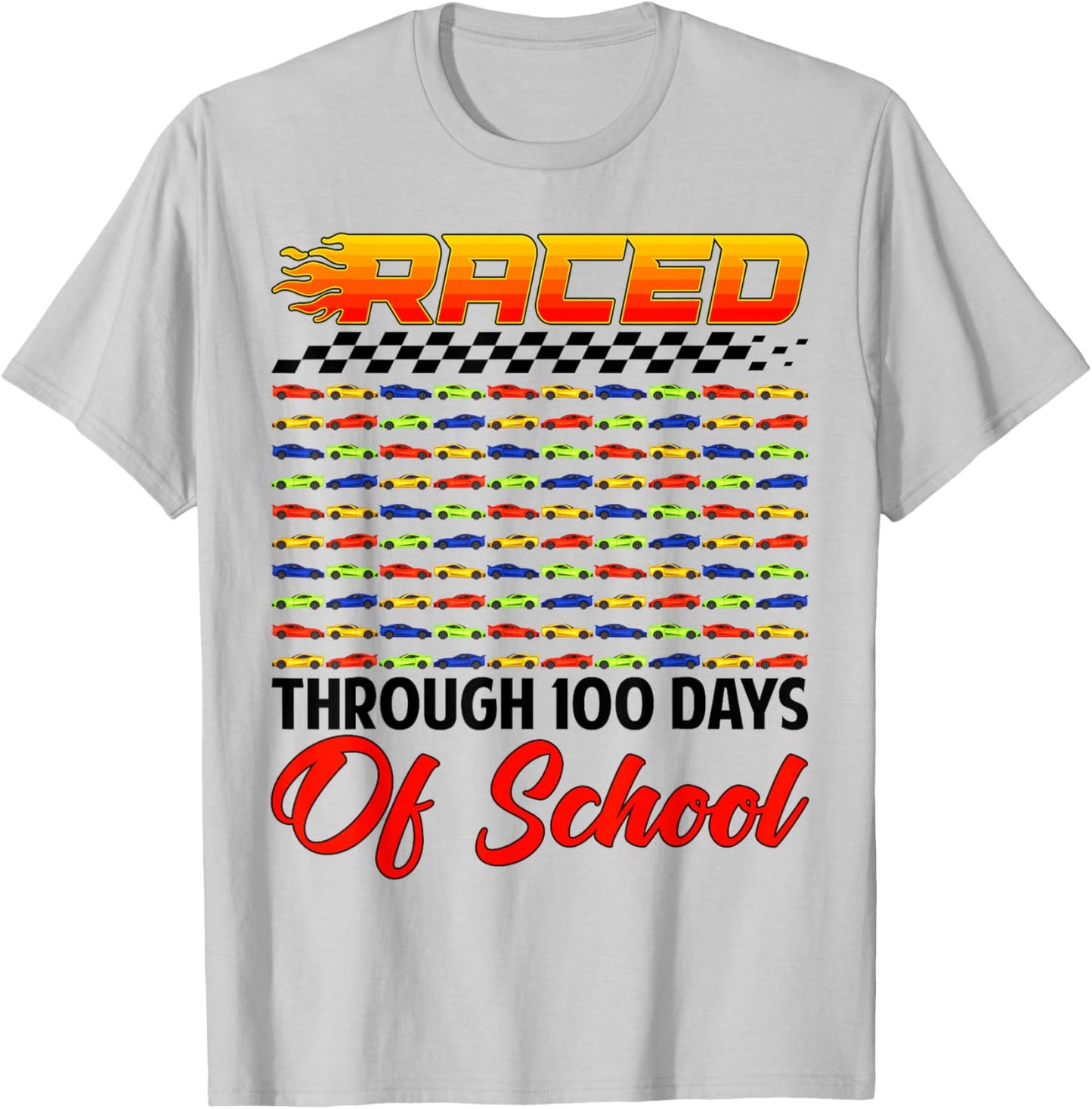 Raced Through 100 Days of School Racing Car Lovers Boys Men T-Shirt - T-Shirt | Ash