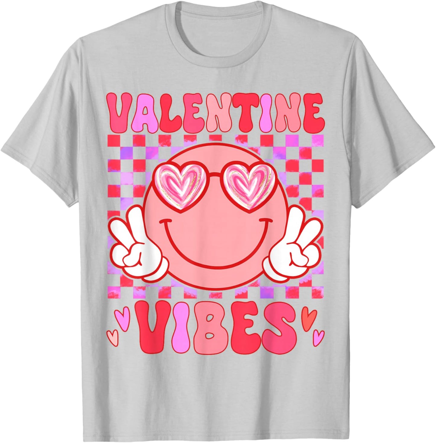 Preppy Valentine Vibes Girl Happy Valentines Day T-Shirt - T-Shirt | Ash