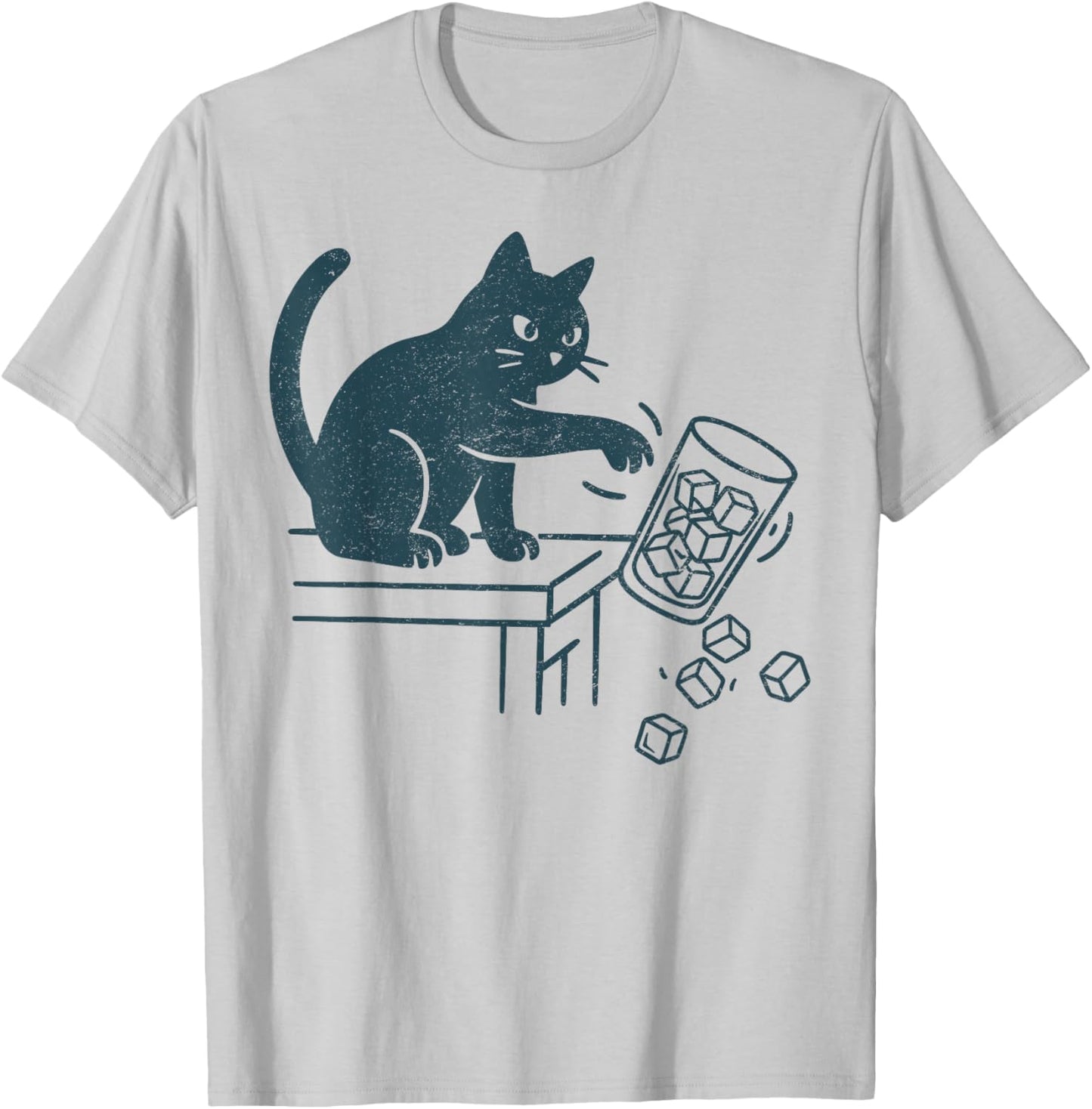 Abolish ICE Funny Black Cat Pushing Ice Cat Meme Men Women T-Shirt - T-Shirt | Ash