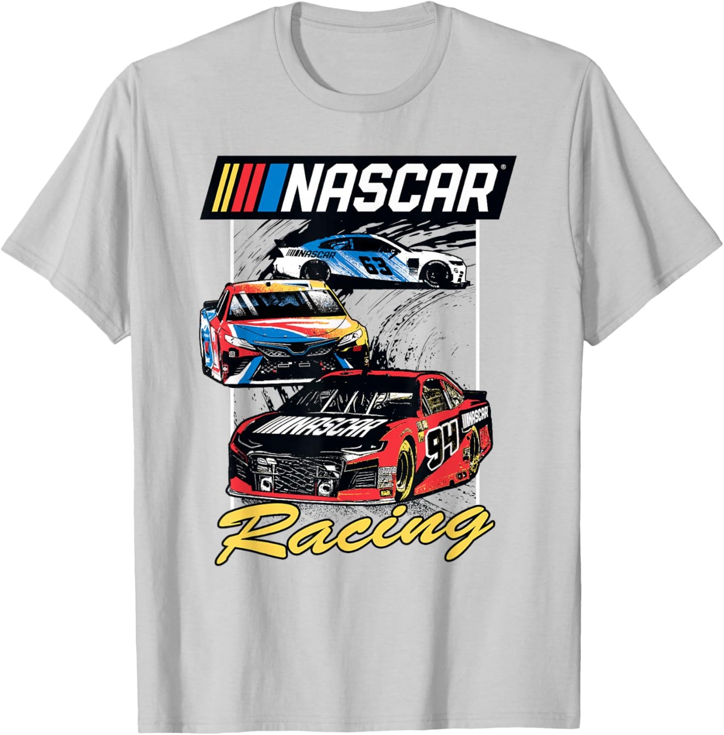 NASCAR Full Color Racers Distressed Poster T-Shirt - T-Shirt | Ash