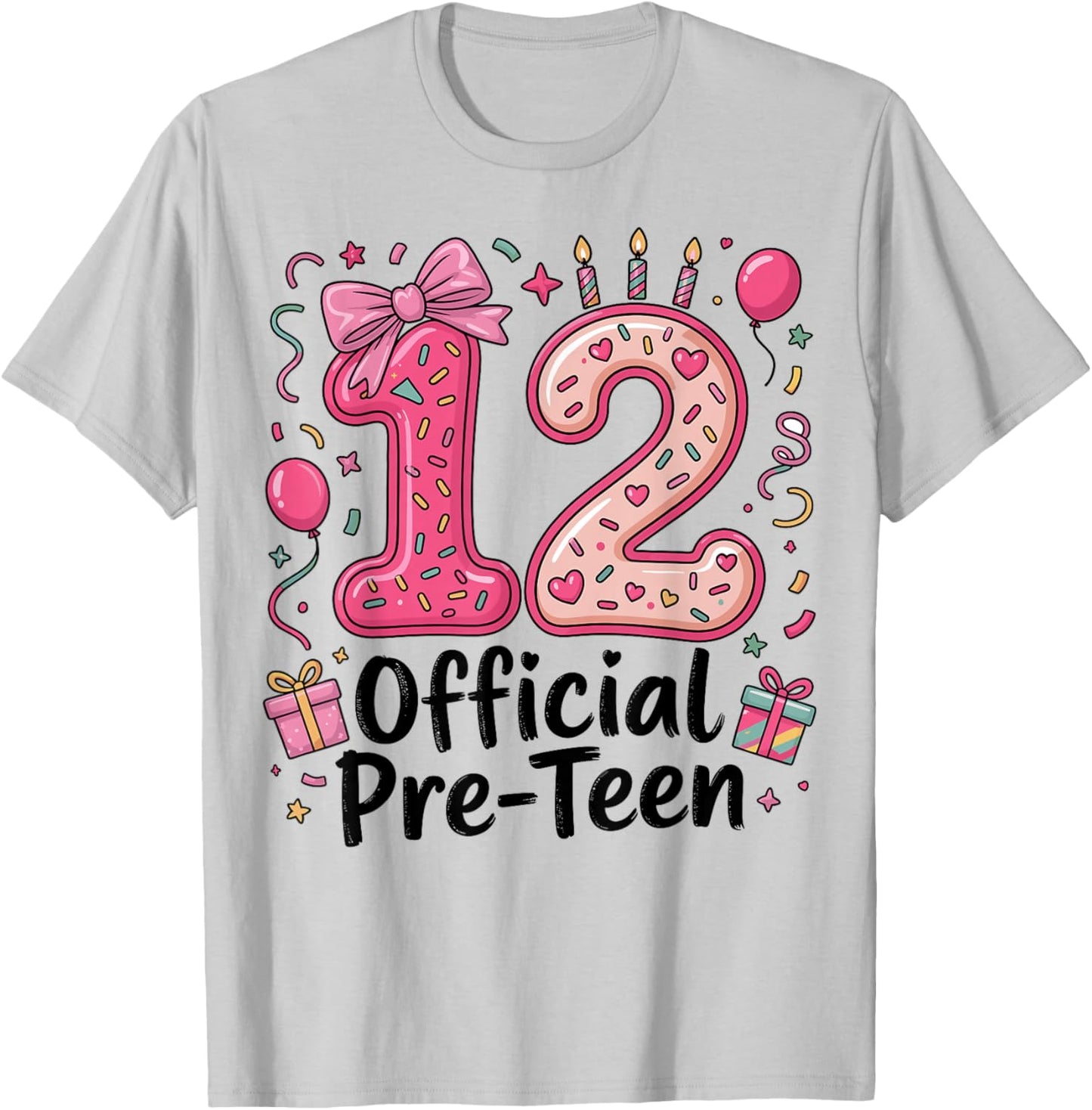12 Official Pre-Teen Coquette 12 Year Old 12th Birthday Girl T-Shirt - T-Shirt | Ash