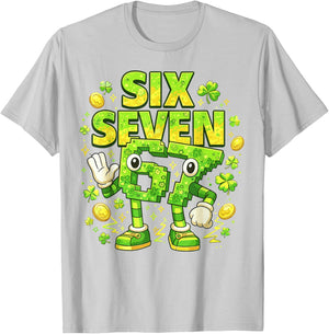 Meme 67 Six Seven 6 7 Bruh St Patrick’s Day Irish Lucky T-Shirt - T-Shirt | Ash