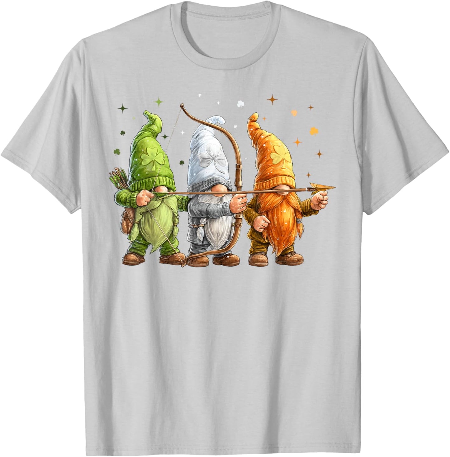 Archery Archer Gnome Shamrock St. Patricks Day Pattys Day T-Shirt - T-Shirt | Ash