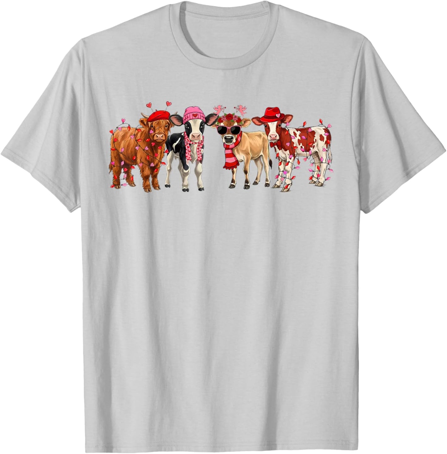 Western Heifer Valentine Cupid Cow with Hearts Women Girls T-Shirt - T-Shirt | Ash