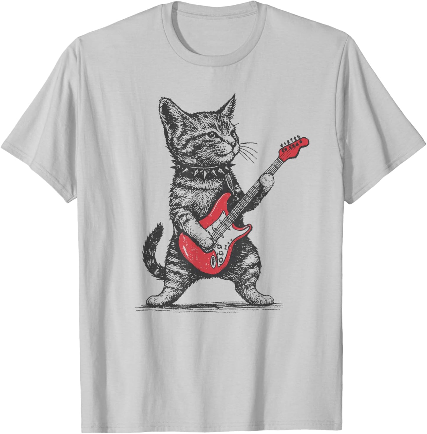 Vintage Cat Playing Guitar T-Shirt - T-Shirt | Ash