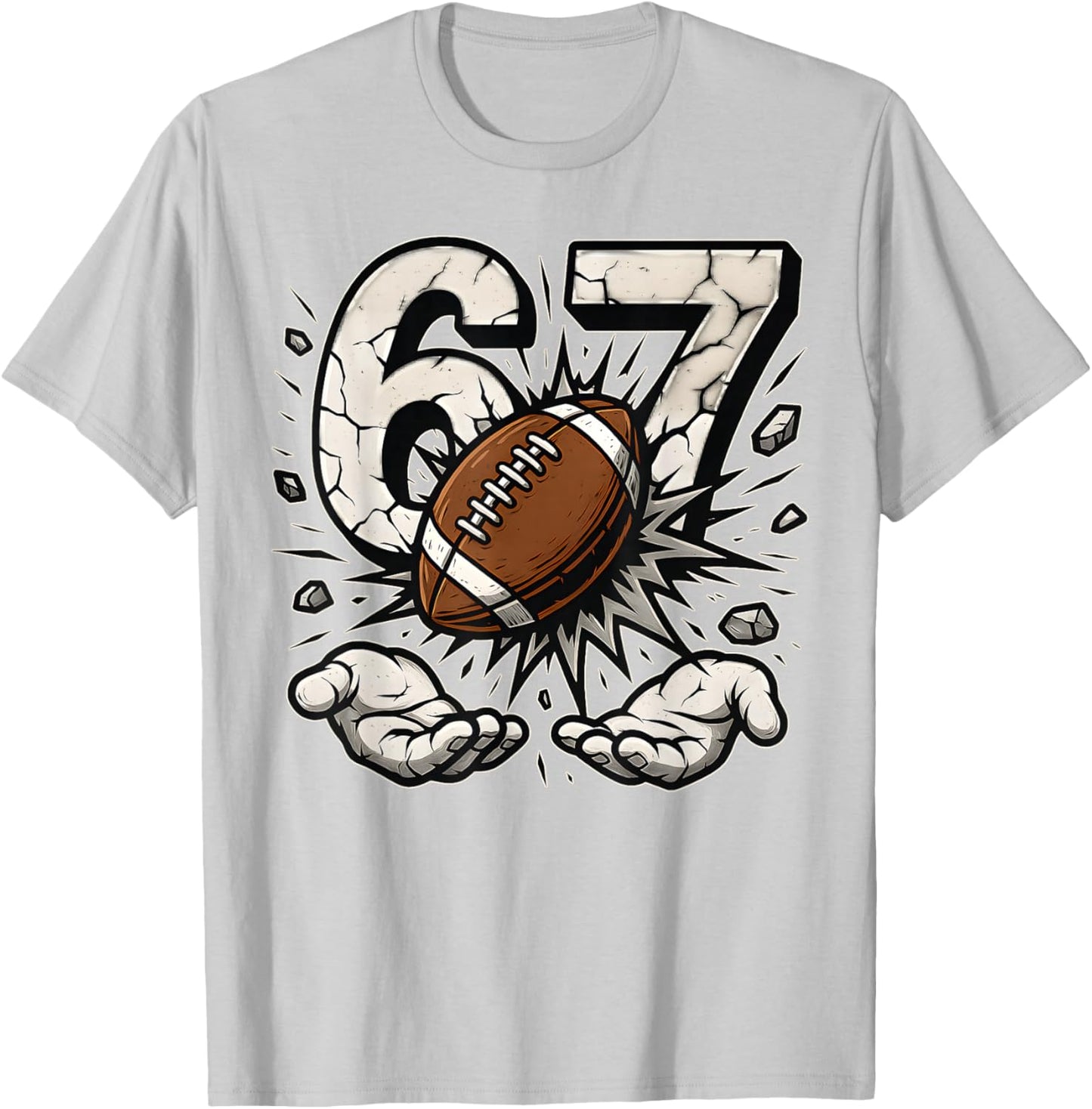 Funny 67 Six Seven American Football 6 7 Meme Gen Alpha T-Shirt - T-Shirt | Ash