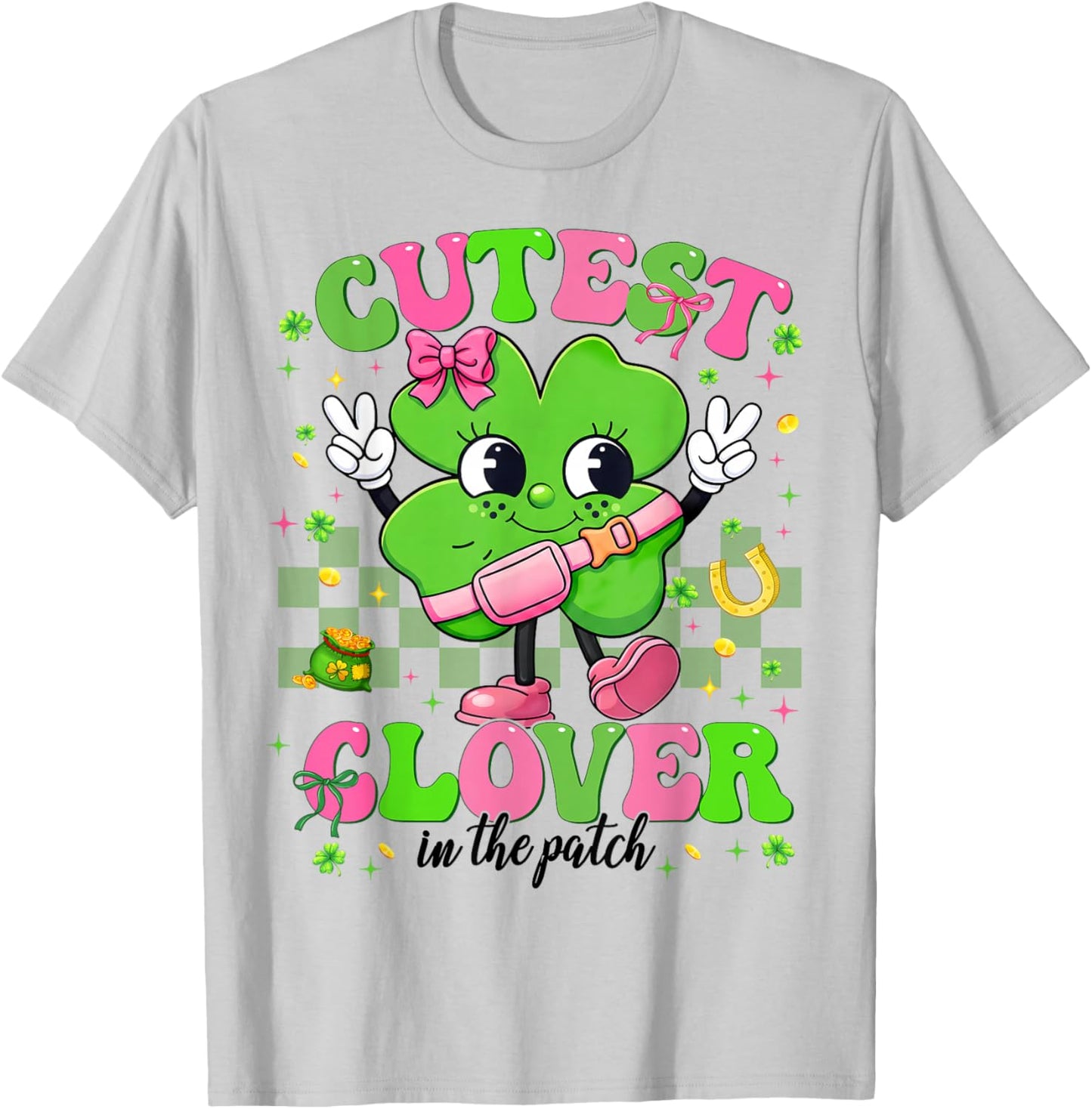 Cutest Clover Shamrock St Patricks Women Kid Toddler Girl T-Shirt - T-Shirt | Ash