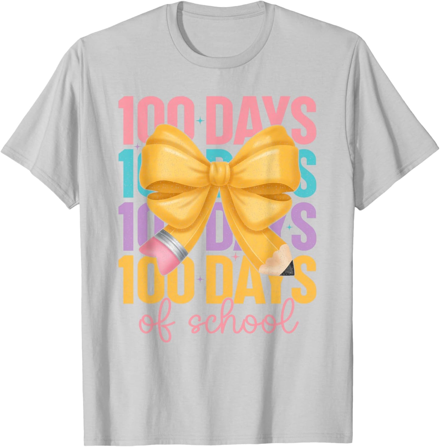 100 Days of School Girls Coquette Bow 100th Day of School T-Shirt - T-Shirt | Ash