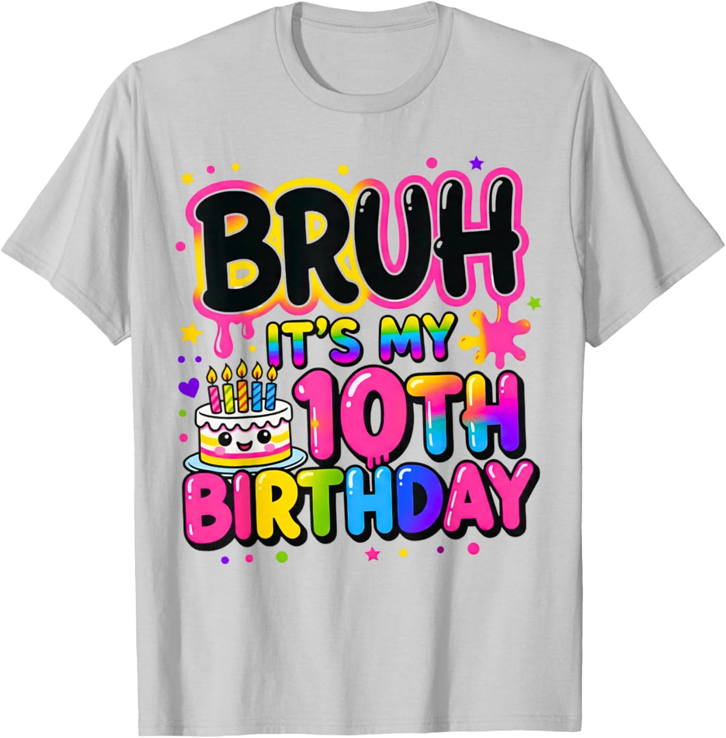 10th Birthday Girls 10 Years Old Bruh Double Digits Birthday T-Shirt - T-Shirt | Ash