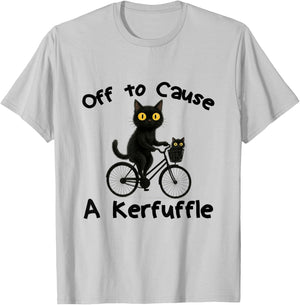 Off to Cause A Kerfuffle Funny Black Cat Meme T-Shirt - T-Shirt | Ash