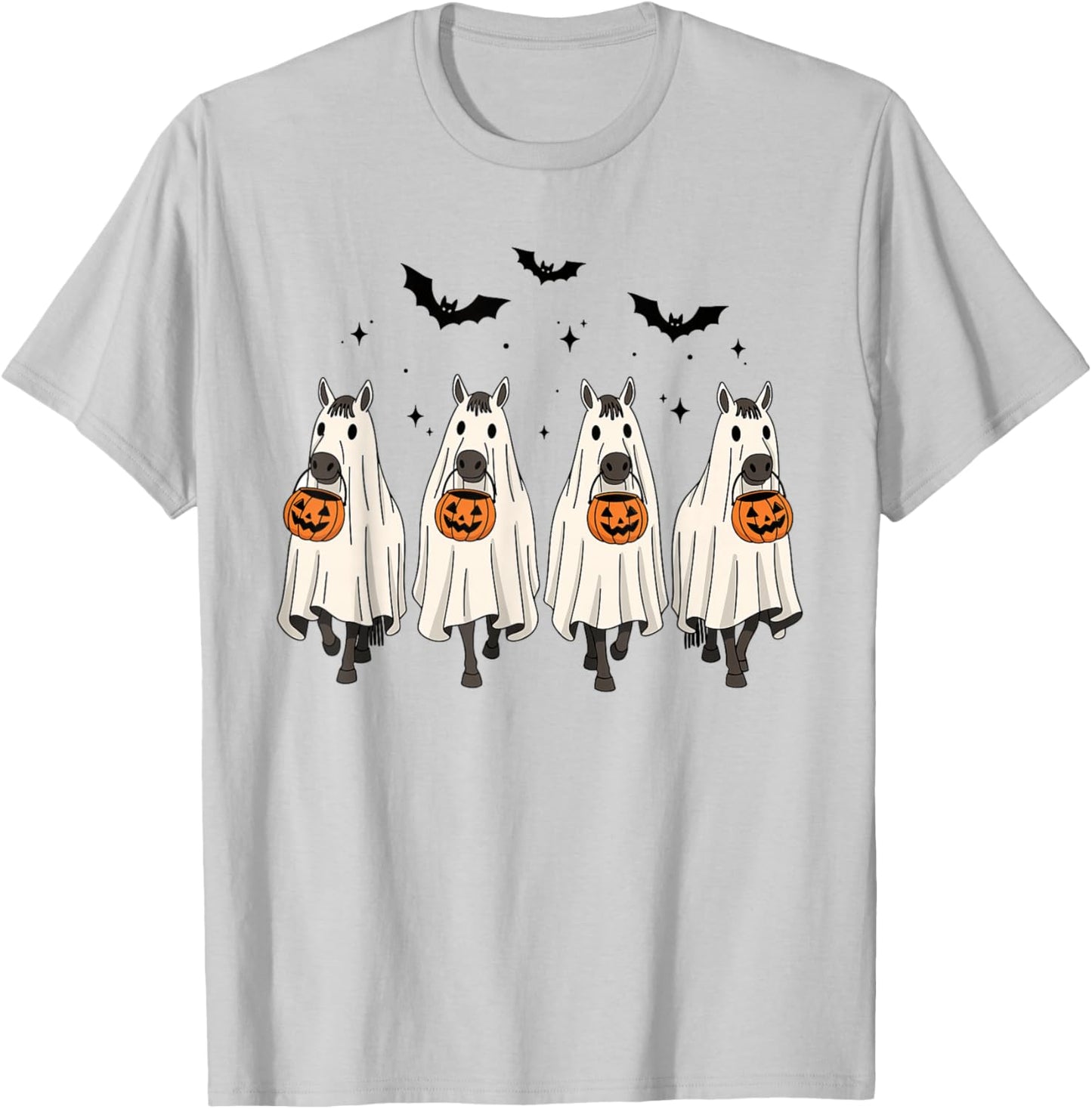 Funny Ghost Horses Halloween Cowboy Spooky Horse T-Shirt - T-Shirt | Ash