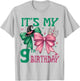 9th Birthday Girl Its My 9th Birthday Witch Pink and Green T-Shirt - T-Shirt | Ash