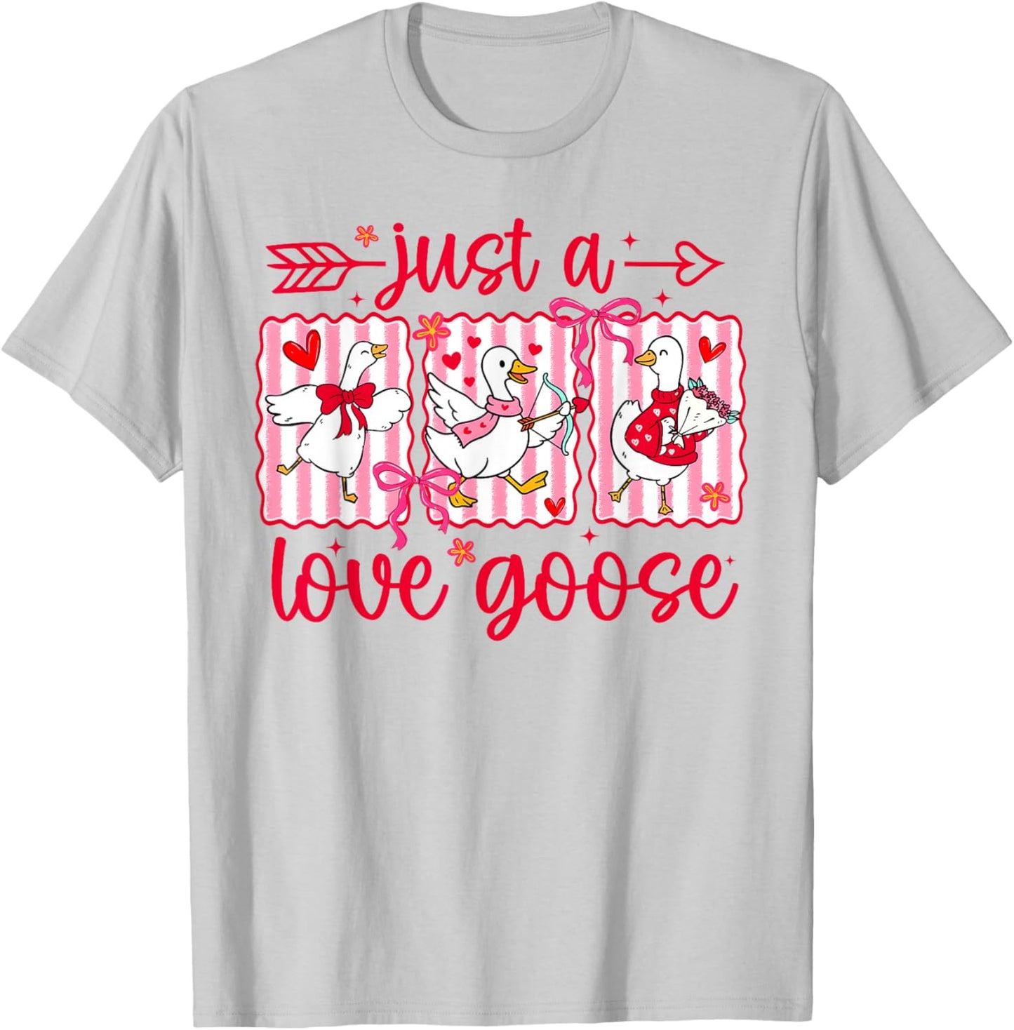 Valentine Just A Love Silly Goose Duck Girl Women T-Shirt - T-Shirt | Ash