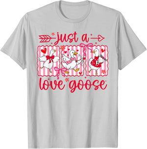 Valentine Just A Love Silly Goose Duck Girl Women T-Shirt - T-Shirt | Ash