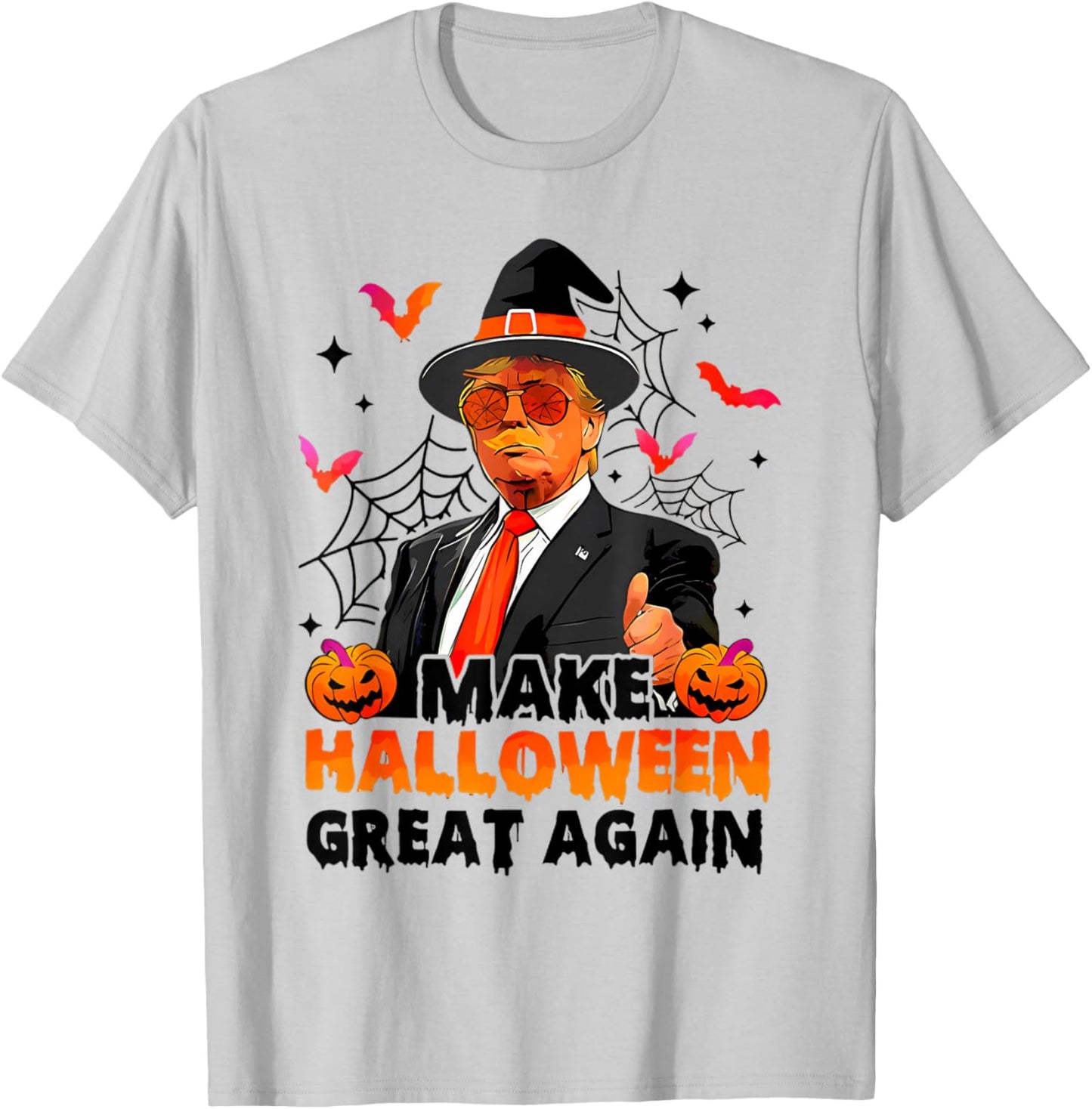 Make Halloween Great Again Funny Trump Spooky Trick Or Treat T-Shirt - T-Shirt | Ash