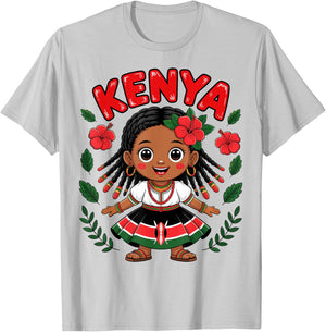 Cute Kenyan Girl in Traditional Dress for Kids T-Shirt - T-Shirt | Ash