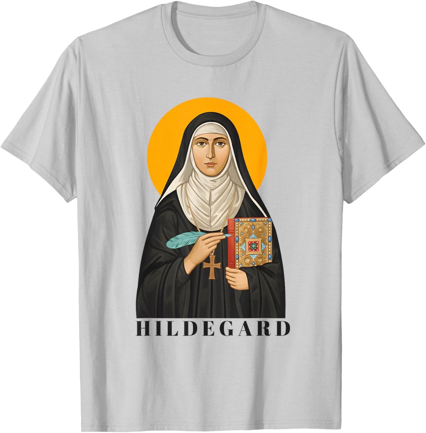St. Hildegard of Bingen Inspirational Quote Design T-Shirt - T-Shirt | Ash