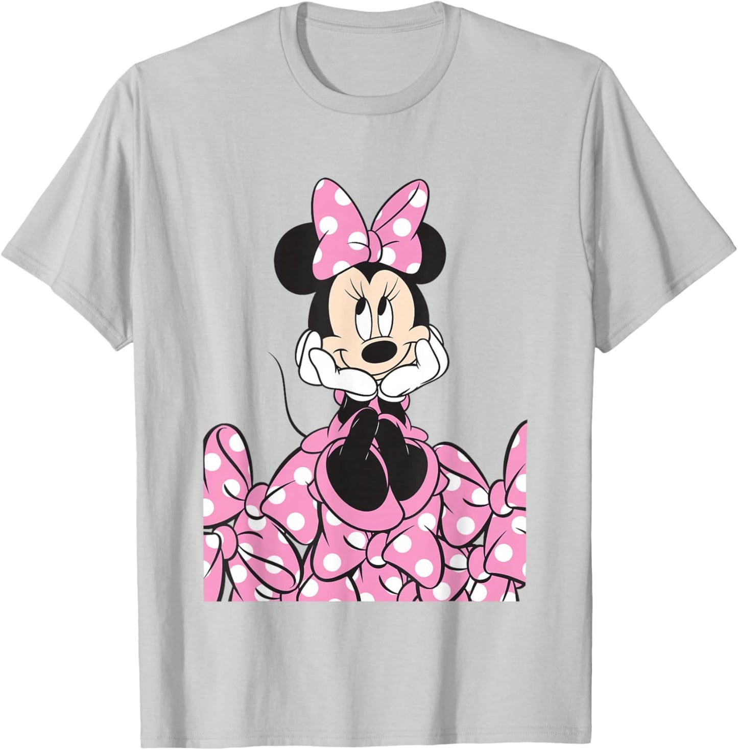 Disney Mickey and Friends Minnie Pink Polka Dot Bow Stack T-Shirt - T-Shirt | Ash