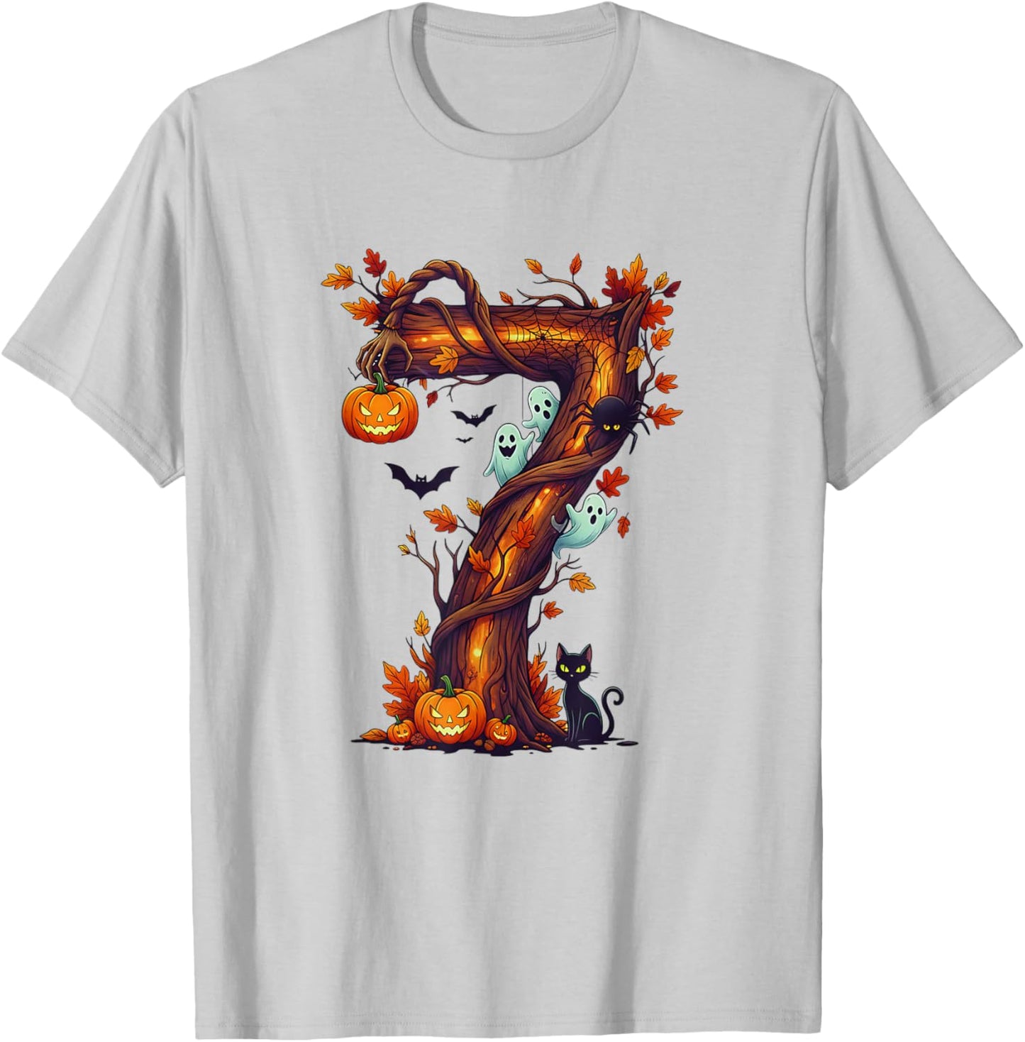 Number 7 67 Meme Halloween Pumpkin Costume Matching Group T-Shirt - T-Shirt | Ash