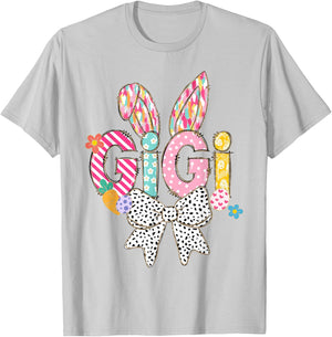 Gigi Easter Cute Grandma Easter Bow Coquette Granny Graphic T-Shirt - T-Shirt | Ash