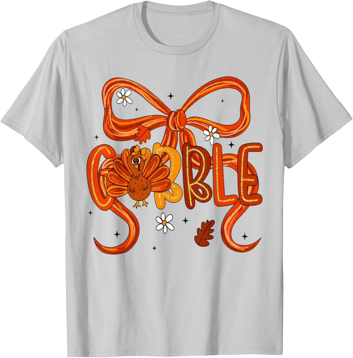 Coquette Bow Thanksgiving Gobble Turkey Women Girl Kid T-Shirt - T-Shirt | Ash